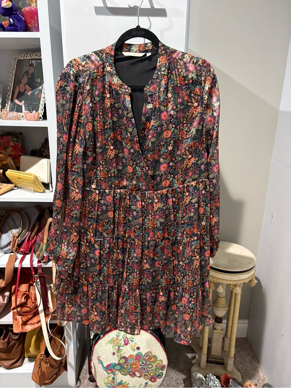Soft Surroundings Floral Tiered Tunic Dress - Black Multi
